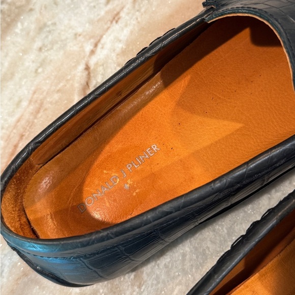 Men’s DONALD PLINER Iggy crocodile embossed navy blue driving loafers- Size 12 - Picture 7 of 8